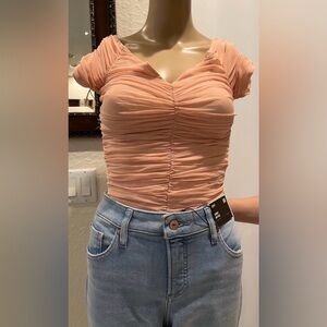 Express Peach Ruched Blouse